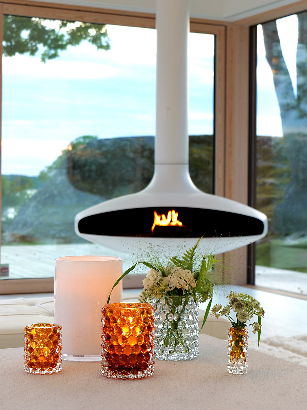HURRICANE LAMP LARGE, White Ljuslykta