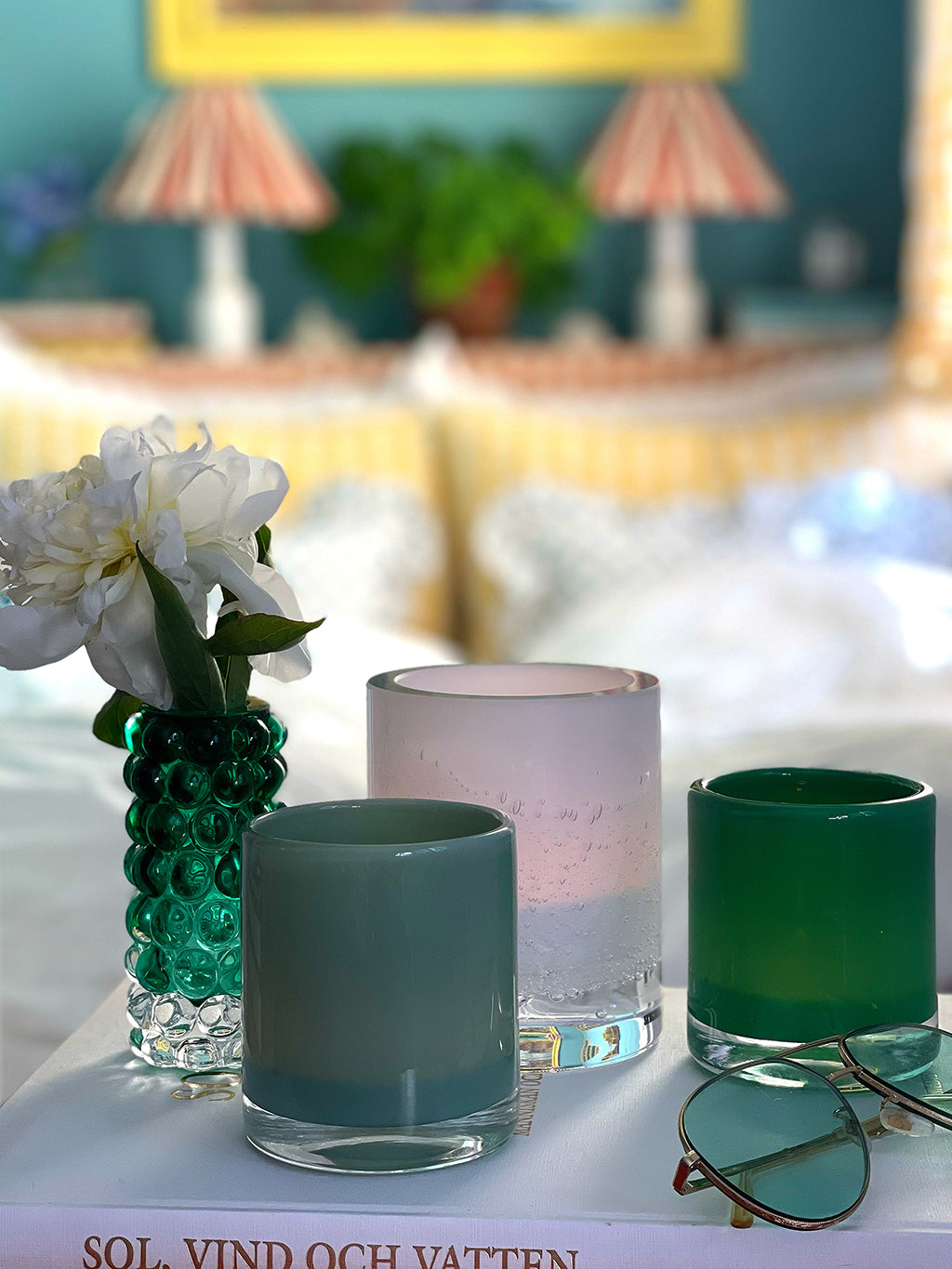 HURRICANE LAMP CANDY SMALL, Sage Ljuslykta