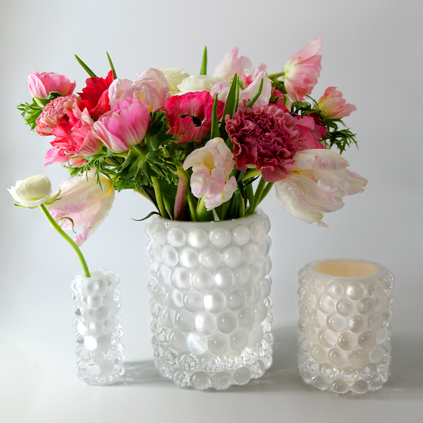HURRICANE LAMP BOULE LARGE, White Ljuslykta